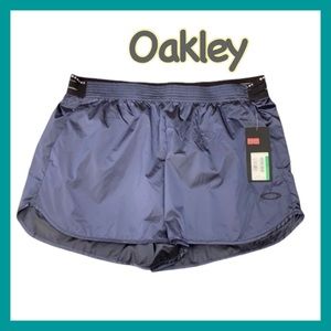 Oakley Luxe Metallic Blue Shorts Size Large Silky Elastic Waist Pull On